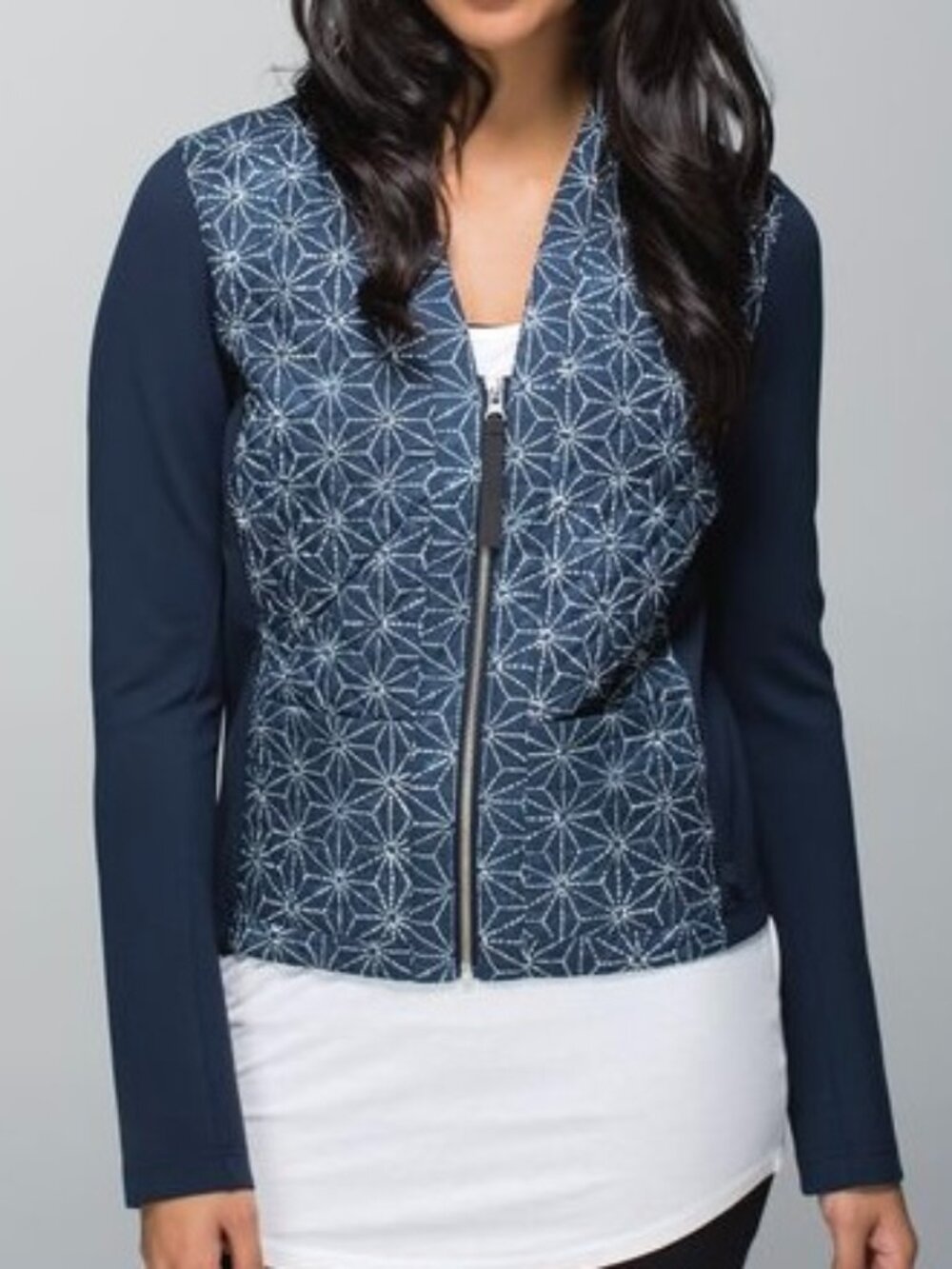Lululemon Cardigan & Again Blue Exploded Sashiko Star Inkwell Ghost Jacket